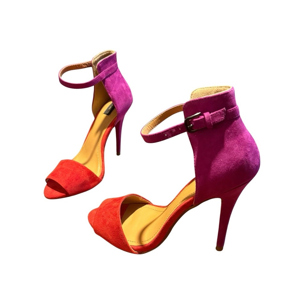 Y2K Trendy Date Night Cocktail Party Red Purple Ankle Strap Stilettoβ Zara Heel